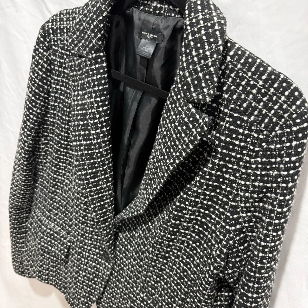 Tweed Boucle‎ Blazer Business Office Career Workwear 14 Jacket Ann Taylor Formal